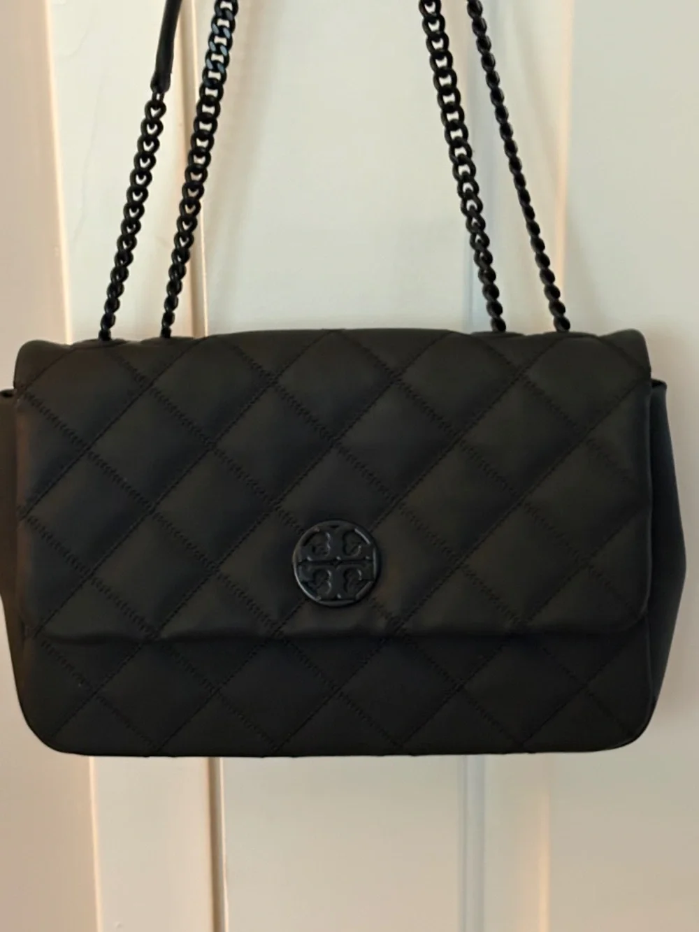 Tory Burch Matte Willa Handbag Bag Black Large